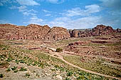 Petra - ruins of the city with the Royal Tombs in the distance 